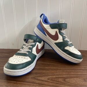 Nike Court Borough Low Recraft White Green Blue Shoes Sneakers Hook & Loop 2Y